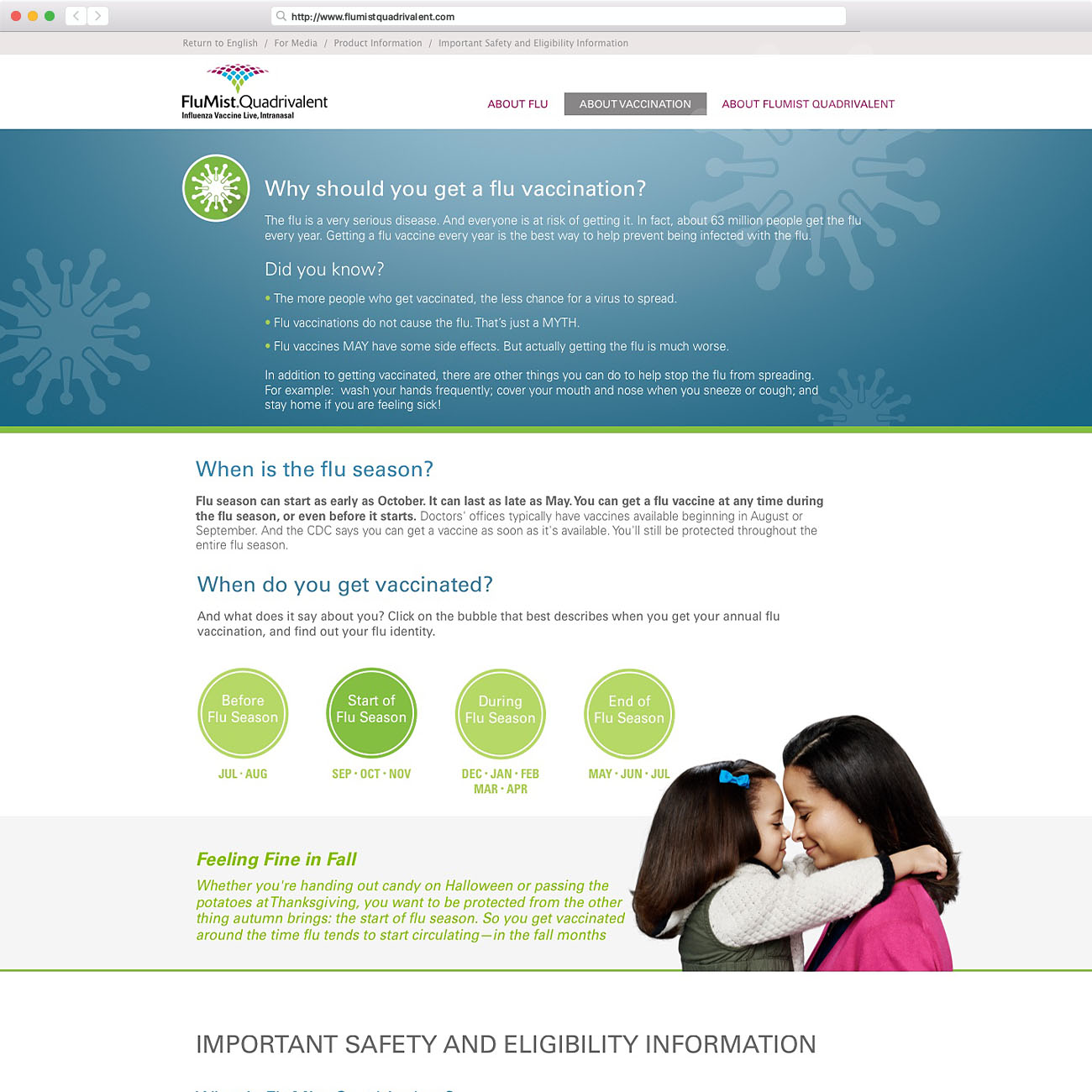 Desktop design of the page, Why should you get a flu vaccination?