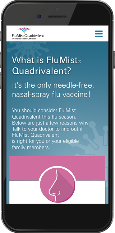 Mobile design of the page, What is FluMist?