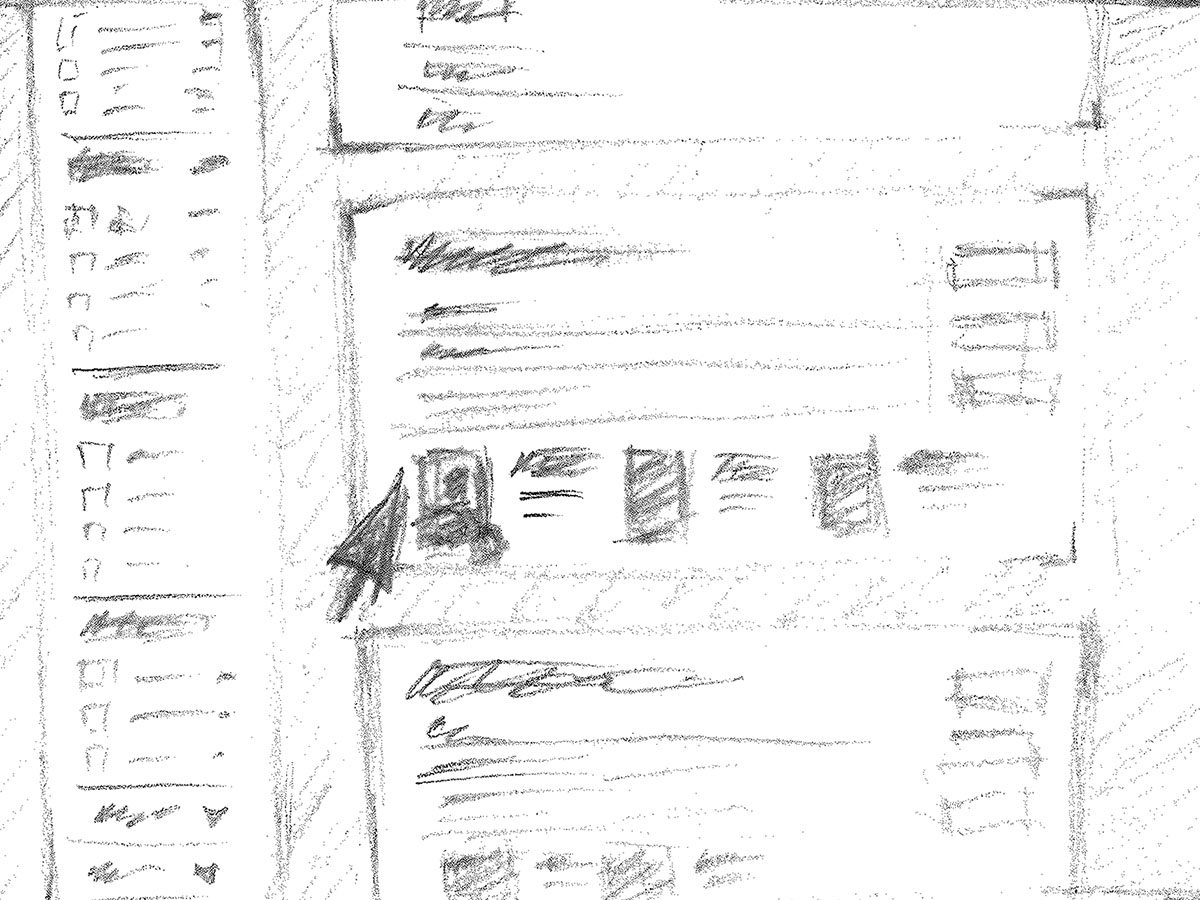 Storyboard sketch showing a zoomed-in view of the search results page