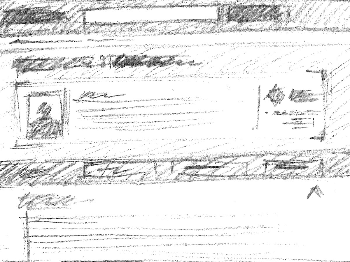 Storyboard sketch of an attorney profile page, with a photo and ratings details