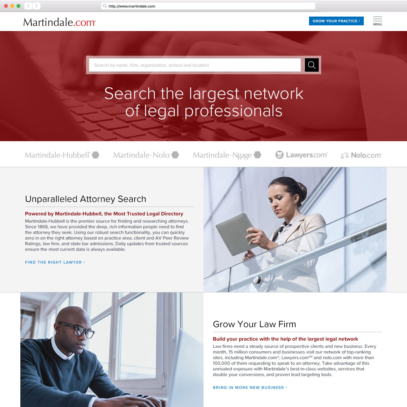 Desktop view of the Homepage