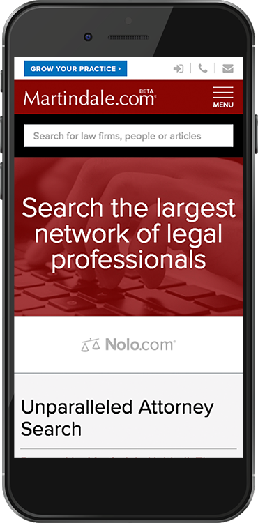 Mobile view of the Homepage